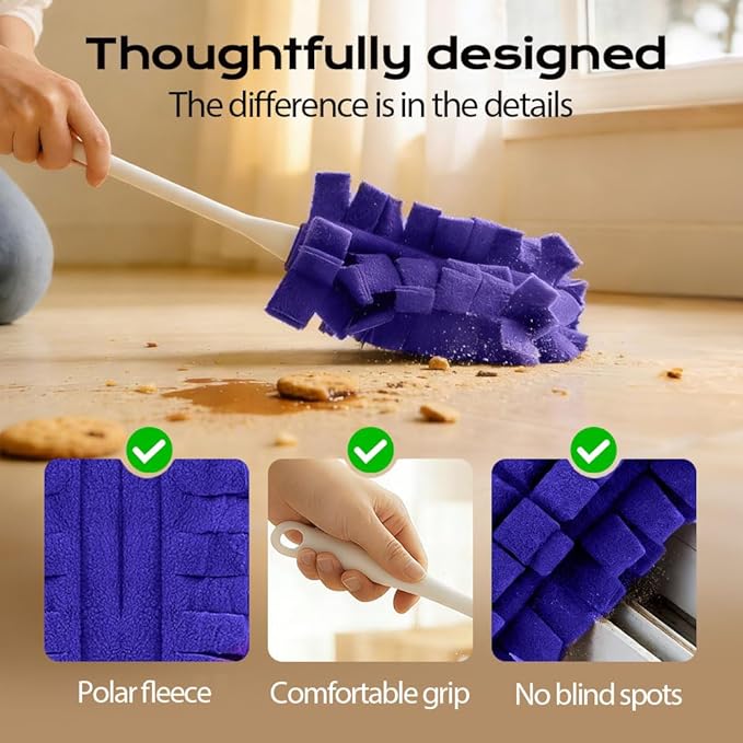 Fleece Reusable Duster Refills,360 Heavy Duty Duster Refills Washable Duster Pads Extended Handle for Fan, Window, Furniture, Floor (5PCS)