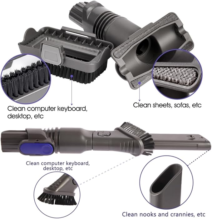 Upgraded Removable two-in-one Tool Brush for D-Shaped Vacuum Replacement Parts Compatible with Shark Pet Cordless Stick IX141 IZ462H IZ483H IZ363HT IZ361H IZ163H IZ362H Crevice Tool Brush Attachments