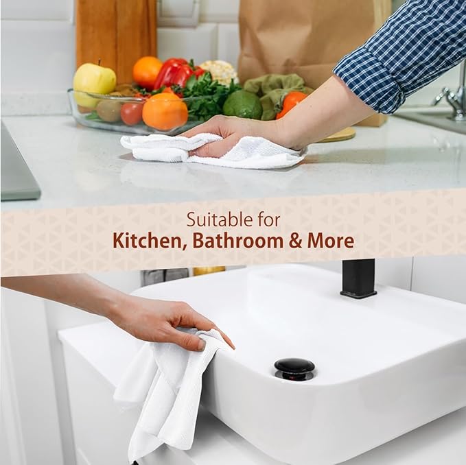 H4N Microfiber Cleaning Cloth Roll, 85 Pack Micro Fiber Wash Cloths for Car, Tear Away Towels, Ultra Absorbent Dish Rags, Non-Abrasive, Reusable and Washable Household Supplies, 11.81" x 11.81", White