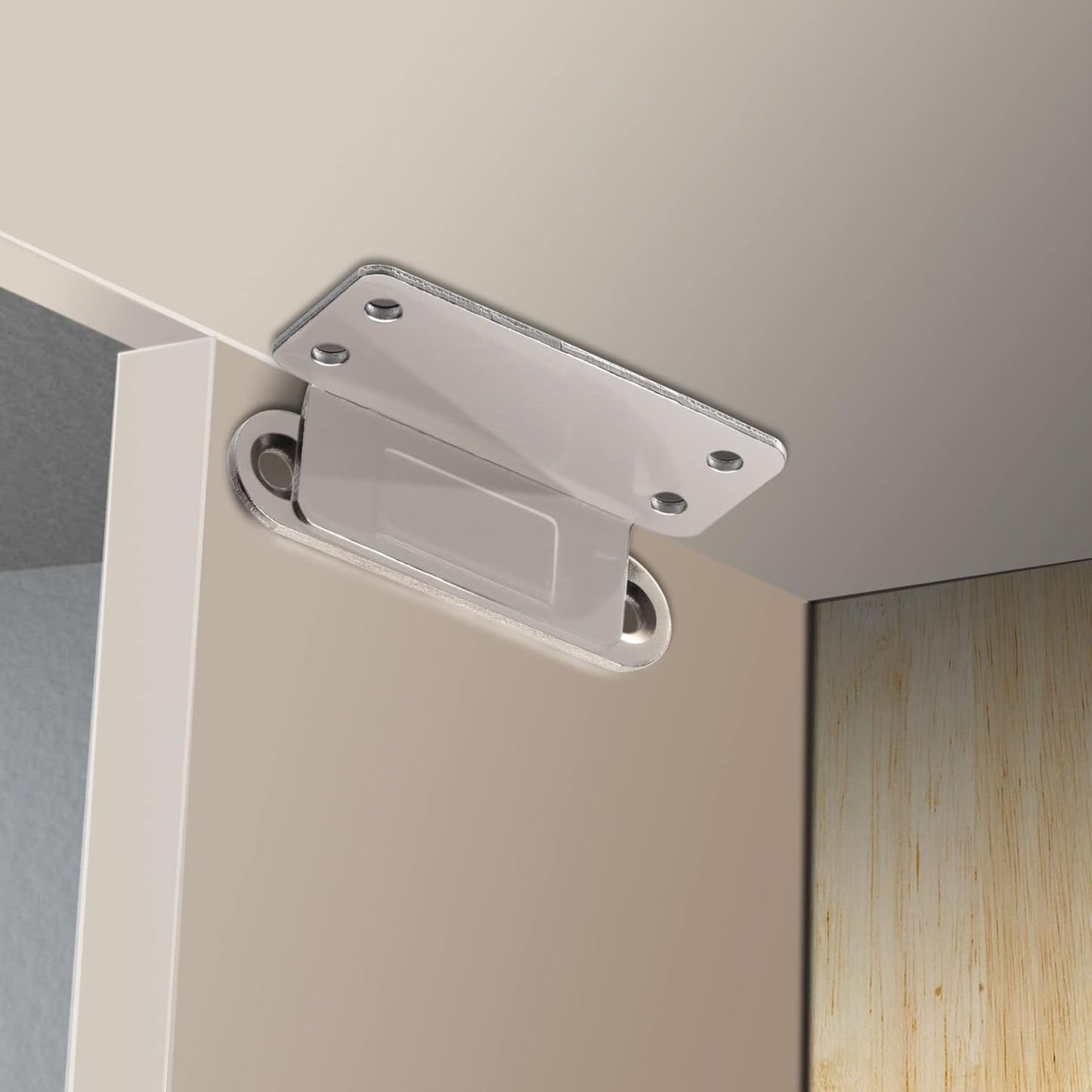 Cabinet Magnets Mousike Adhesive Strong Magnetic Door Catch Stainless Steel Kitchen Magnetic Latch Used to Close Cupboard Cabinet Closet Door Drawer(Silver 8Pack)