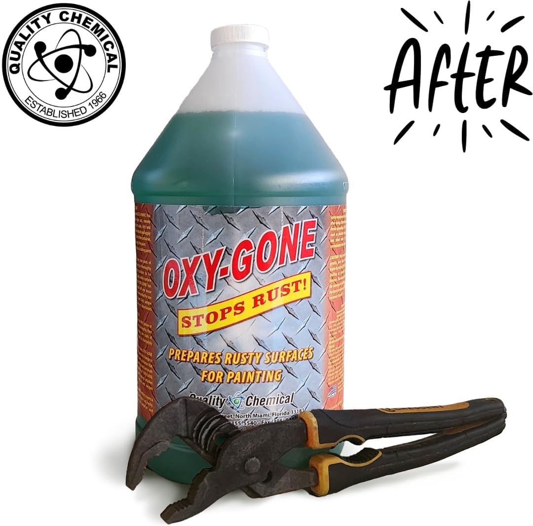 Quality Chemical Oxy-Gone Rust Remover and Metal Treatment - Rust Reformer, Rust Remover, Metal Rust Remover, Rust Neutralizer for Metal, Rust Converter, Remover, Rust Remover - 128 oz (COMBO)