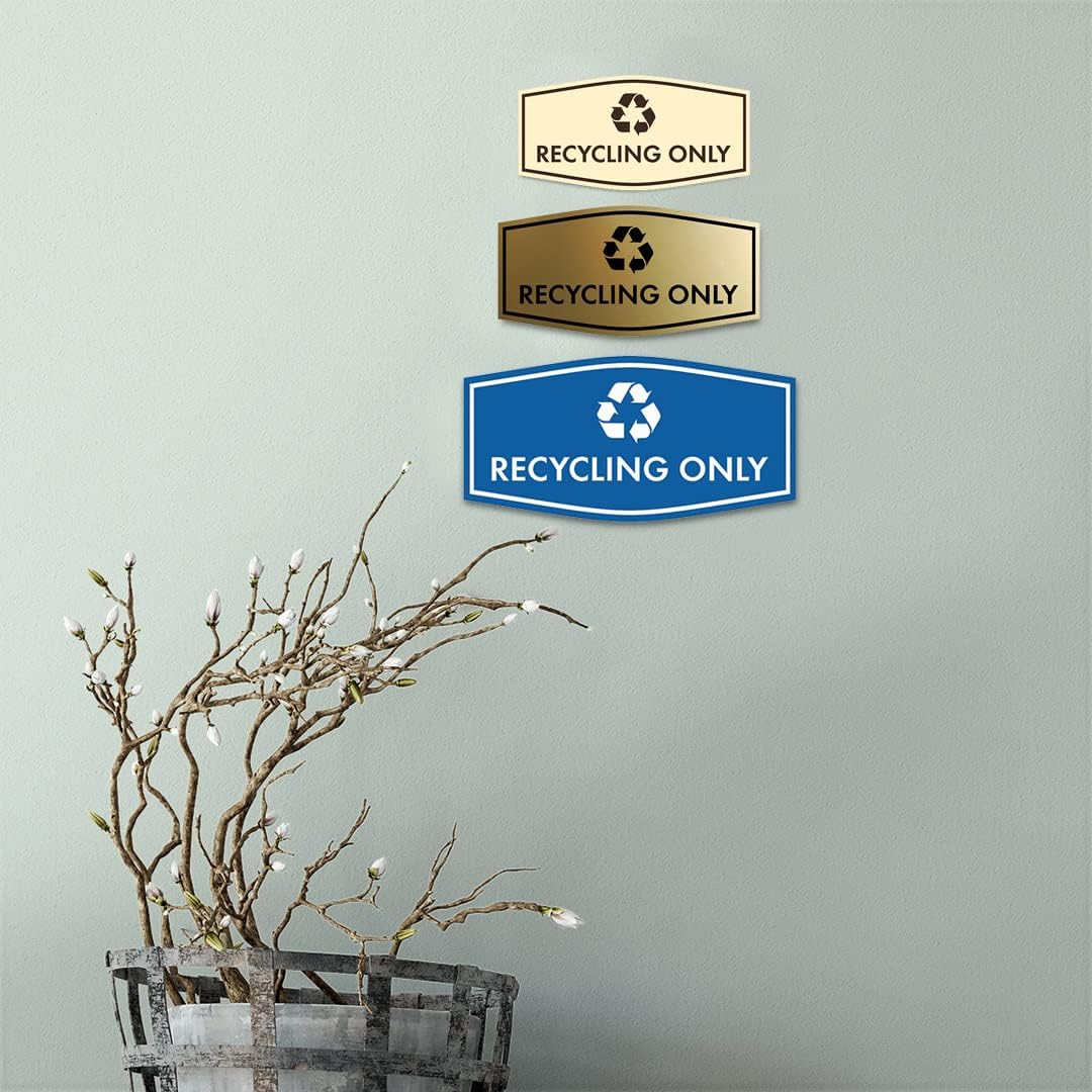 Fancy Recycling Only Sign (Black/Silver) - Medium