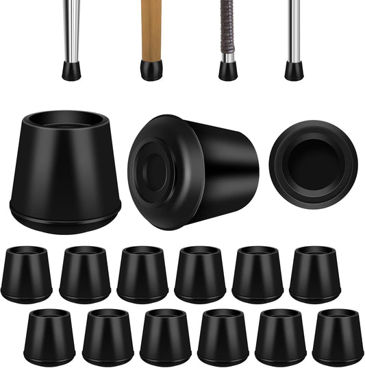 1" Round Rubber Chair Leg Tips Caps, Chair Leg Floor Protectors Furniture Legs Caps Non Slip Reduce Noise for Hardwood Floors (Black, 24 Pack)