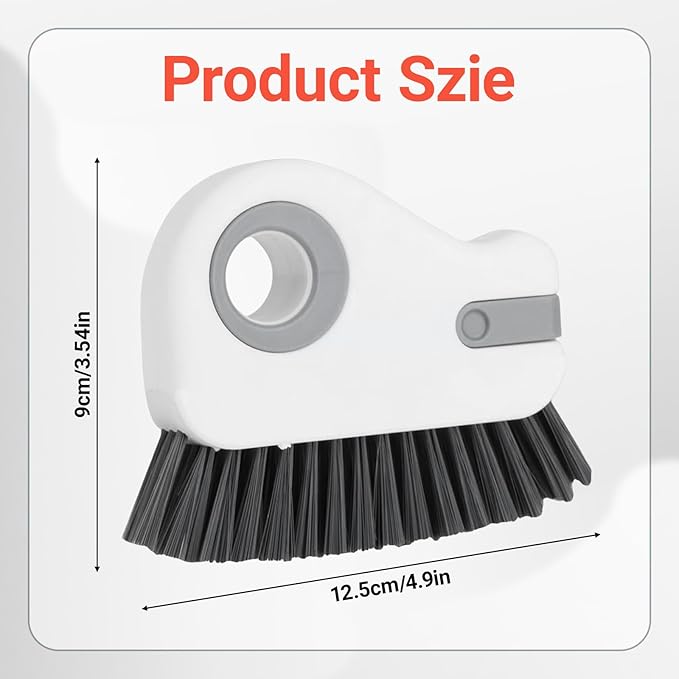 2 in 1 Groove Cleaning Brush Window Track Cleaning Tools, Multifunction Window Track Cleaner with Hard Bristle and Hidden Scraper, Crevice Brush for Sliding Door Track Window Seal Sill