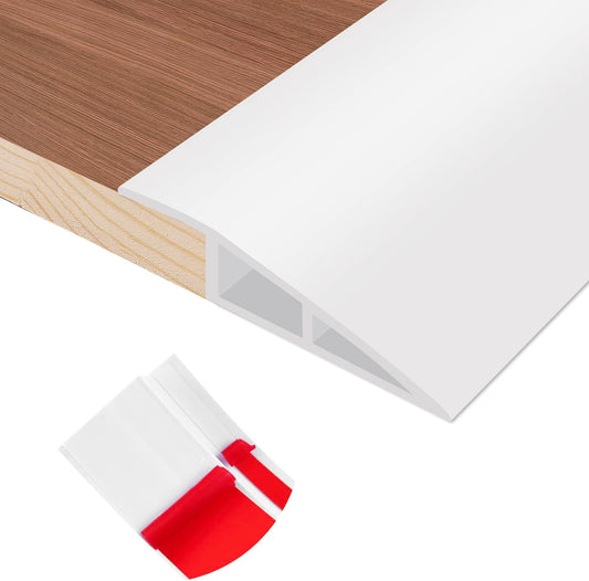 Floor Transition Strip Self Adhesive Vinyl Door Threshold for Doorways Carpet Edging Trim Overlap Edge Reducer for Laminate Floor, Carpet, Tile (White, 2/5" to 3/5", 6.6Ft)