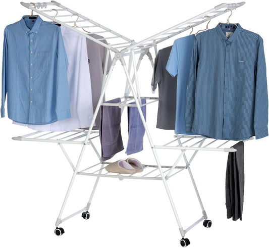 Gullwing Laundry Drying Rack, Space Saving Indoor & Outdoor Use, 61.81' x 22.84' x 51.18'