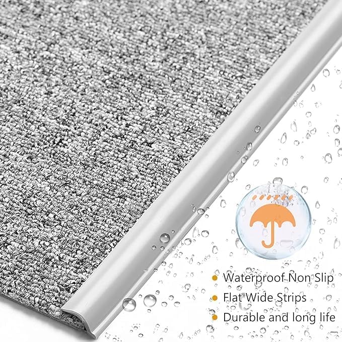Self Adhesive Carpet Transition Strip with Edge Trim, Designed for Seamless Transitions from Carpet to Tile or Vinyl Floors, Perfect for Doorways.(Gray,36ft)