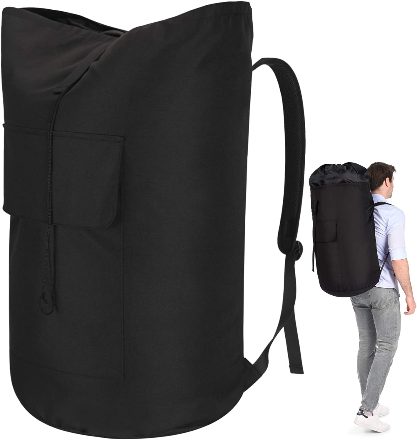 Backpack Laundry Bag, 115L Heavy Duty Extra Large College Laundry Backpack, Dirty Clothes Bag with Shoulder Straps, Laundry Hamper Bag with Drawstring Closure for College Dorm, Apartment, Laundromat