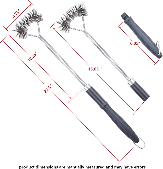 SUNRISE Fryer Brush with Long Handle (Stainless Steel with Plastic Handle, Single Brush)