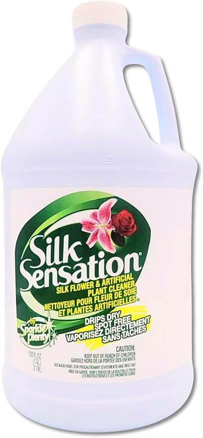 Sparkle Plenty Silk Sensation Artificial Flower & Plant Leaf Cleaner and Shine - Fake Flower Dusting Spray -Silk Plant Cleaner Spray No Wipe - Drip Dry Cleaning Supplies for Artificial Tree (1 Gallon)