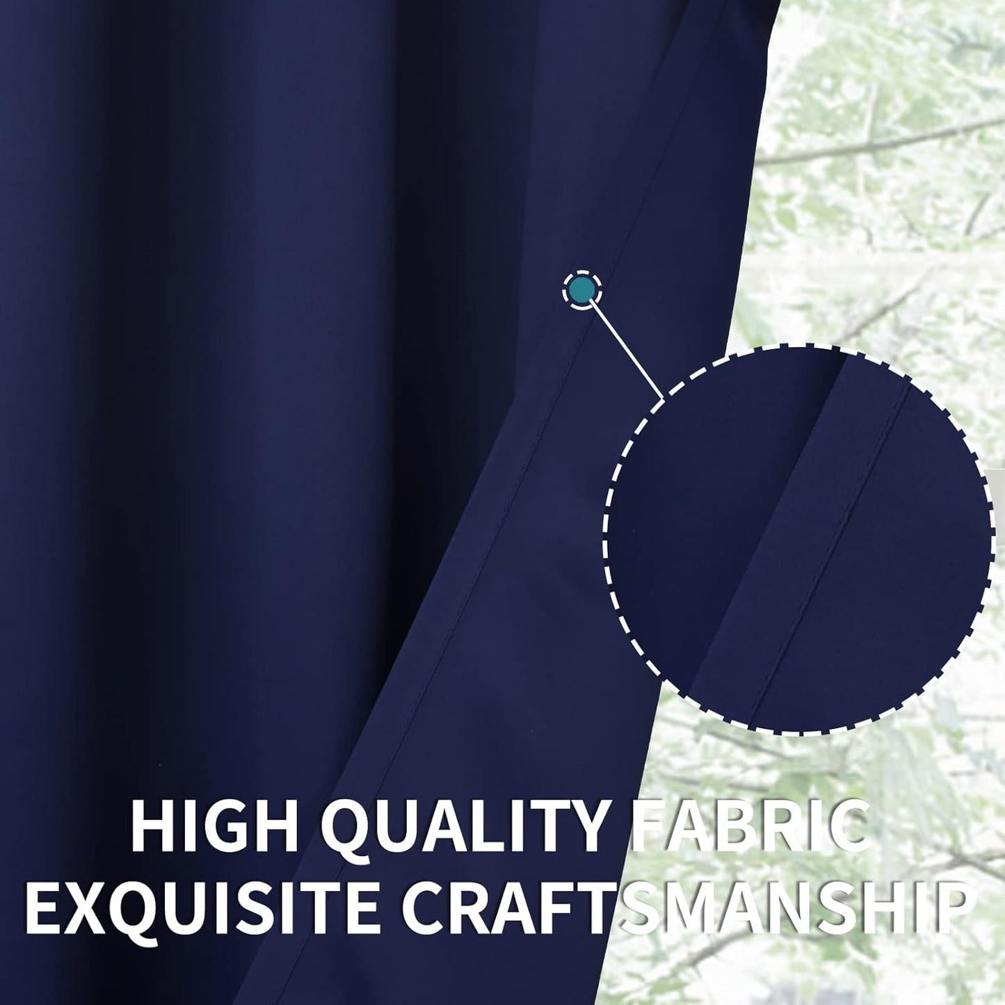 BGment Short Curtains Blackout 36 Inches Length - Rod Pocket Thermal Insulated Room Darkening Window Drapes for Kitchen Bedroom Bathroom, Navy Blue, 2 Panels, 42 x 36 Inch