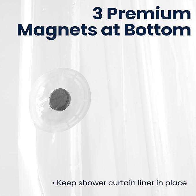 downluxe White Shower Curtain Liner, PEVA Lightweight Plastic Shower Liner with 3 Magnets, 72" x 72" Waterproof Bathroom Curtain
