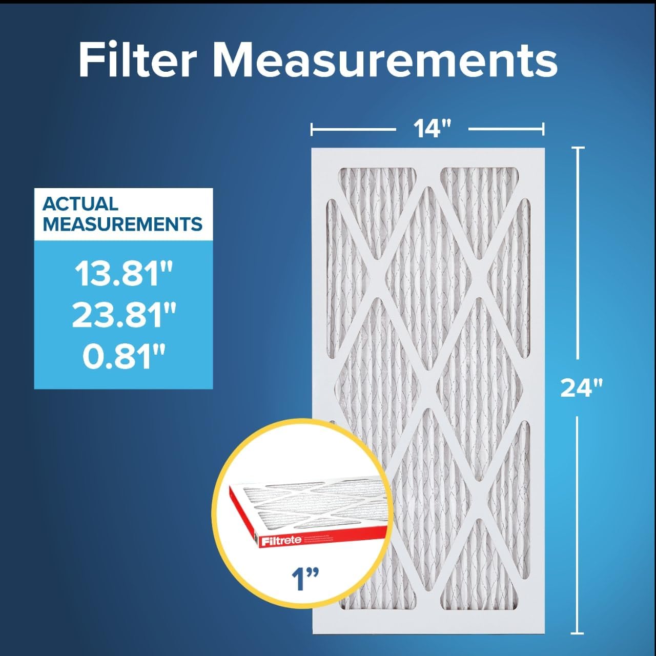 Filtrete 14x24x1 AC Furnace Air Filter, MERV 11, MPR 1000, Micro Allergen Defense, 3-Month Pleated 1-Inch Electrostatic Air Cleaning Filter, 4 Pack (Actual Size 13.81 x 23.81 x 0.81 in)