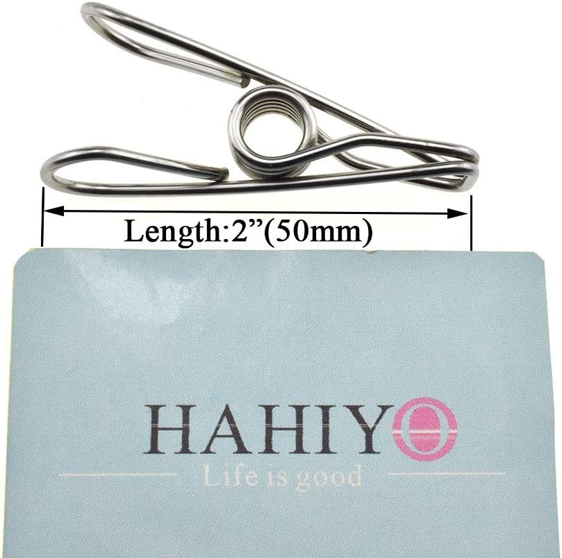 HAHIYO Clothespins Chip Clips All Metal Stainless Steel No Rust Stains Strong Grip in Heavy Wind 2 Inches 24 Pack Do Not Fall Apart Open Wide for Holding Clothes Snack Bag Clamps