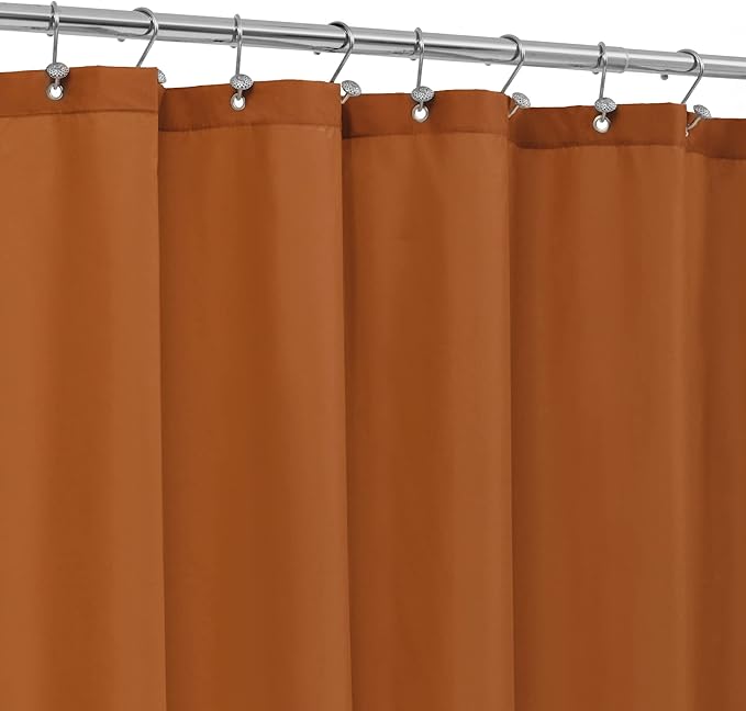 ALYVIA SPRING Burnt Orange Fabric Shower Curtain Liner Waterproof - Soft Hotel Quality Cloth Shower Liner with 3 Magnets, Light-Weight & Machine Washable - Standard Size 72x72, Burnt Orange