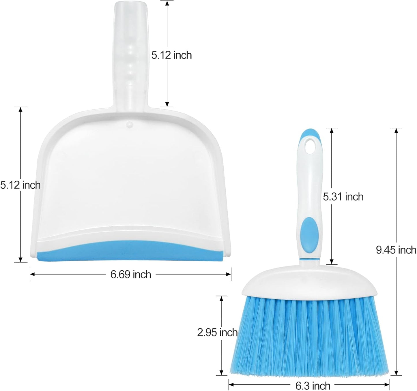 NACENA Small Dust Pan and Brush Set, Mini Broom and Dustpan Set Small Hand Broom and Brush Combo Dust Pan with Teeth for Home Cleaning Drawers Desktop Sofas Pet Care and Outdoor, Dark & Blue