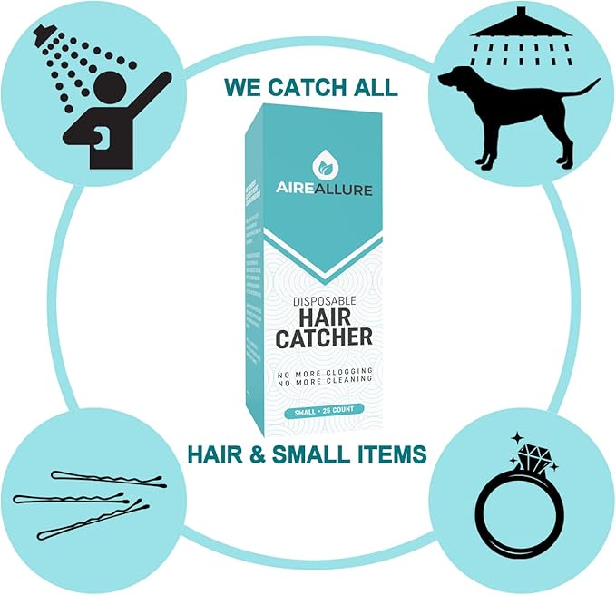 25 Pack, Hair Catcher for Bathroom Sink or Bathtub, White, Small