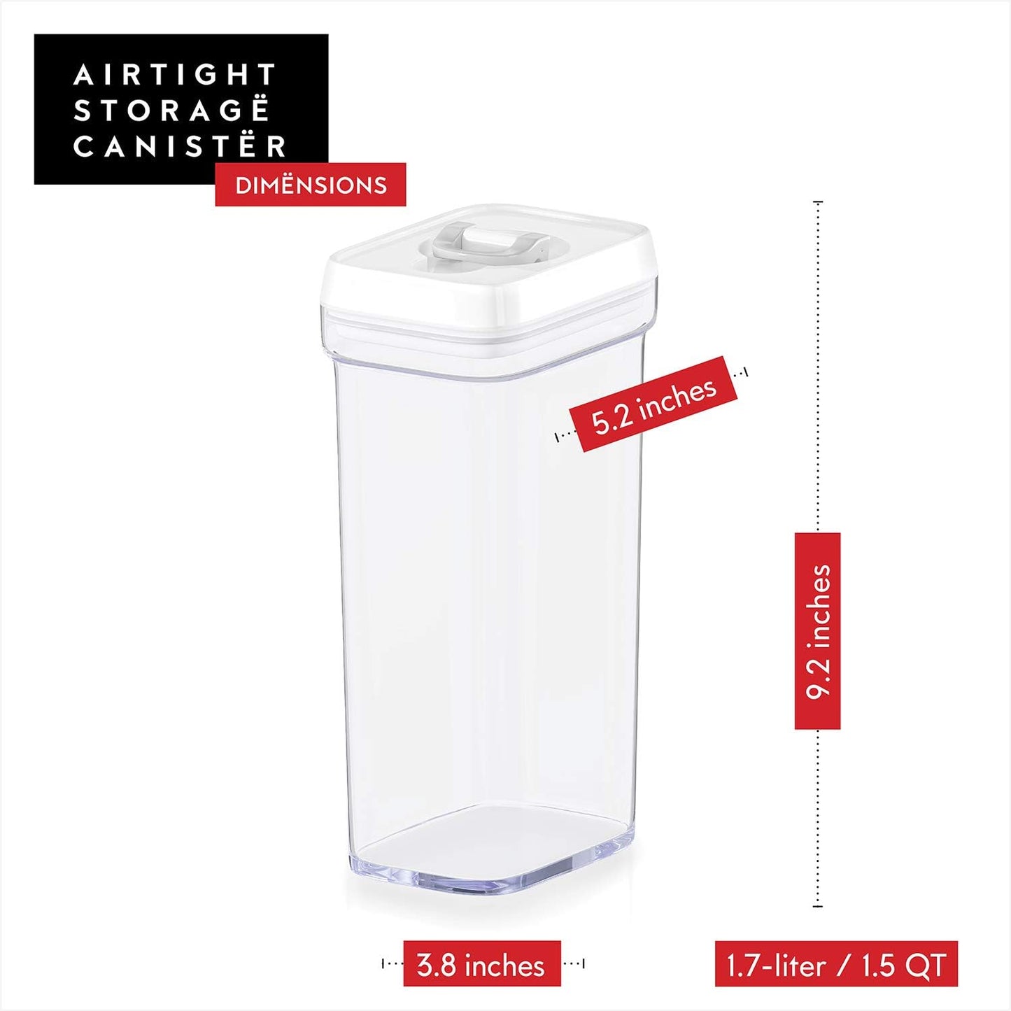 DWËLLZA KITCHEN Airtight Food Storage Containers – 4 Piece set Air Tight Pantry Storage Containers Clear Kitchen Organization and Storage Set BPA-Free - Keeps your Food Fresh & Dry
