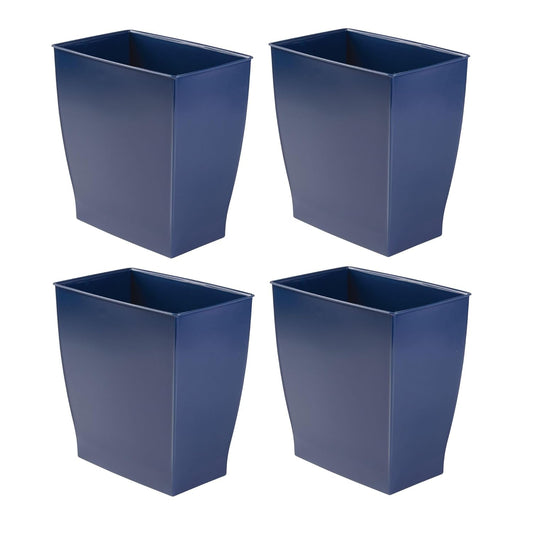 iDesign Small Rectangular Bathroom Trash Cans - Set of 4 - Navy Blue - Made in USA