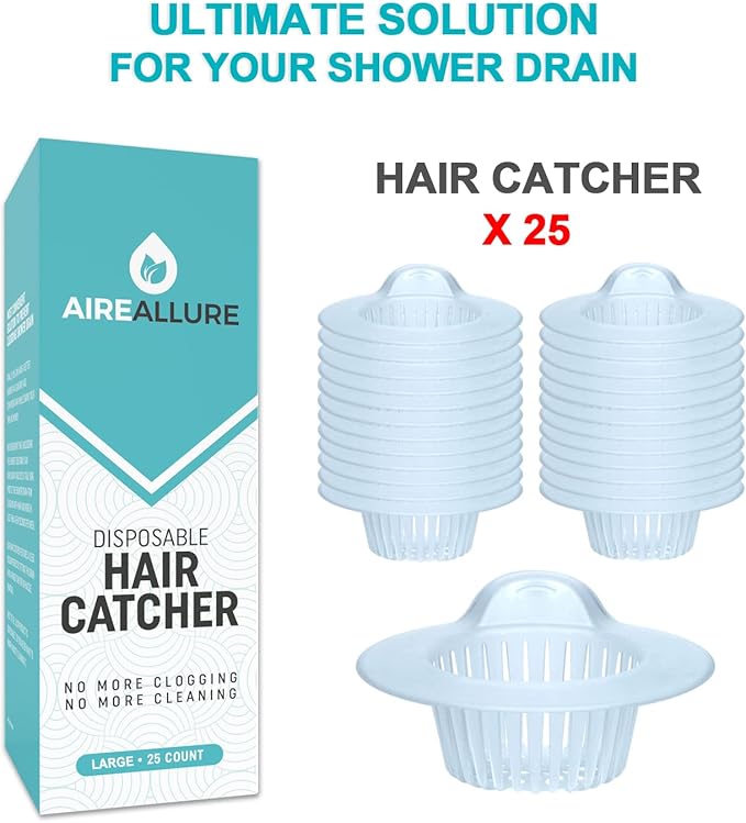 25 Pack, Hair Catcher for Bathroom Sink or Bathtub, White, Large