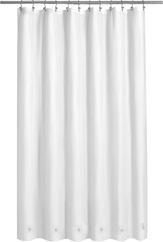 Barossa Design Long Shower Curtain Liner with 6 Magnets - 72" x 78", Waterproof PEVA Shower Liner for Bath Tub, PVC Free, Metal Grommets - White, 72x78