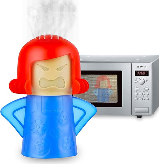 Abnaok Microwave Cleaner, Angry Mama Microwave Cleaner Microwave Oven Steam Cleaner Easily Clean in Minutes Cleans Add Vinegar and Water for Home or Office with English Manual (Blue)