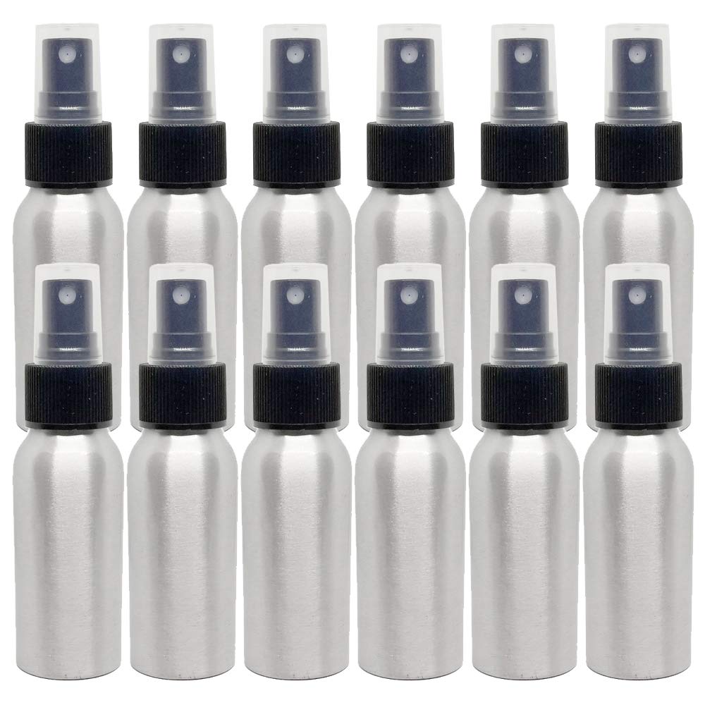 2 fl oz Aluminum Bottle with Black Spray Cap (12 Pack)