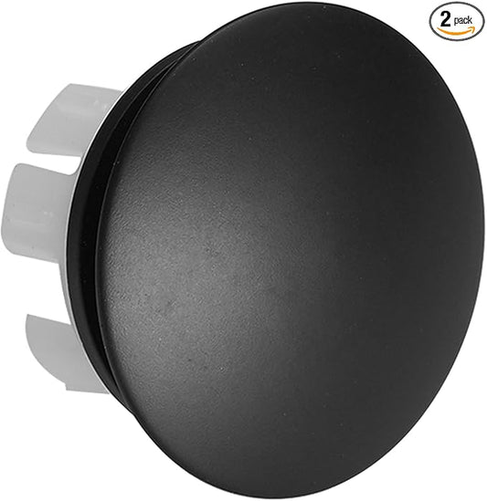 Bathroom Sink Overflow Cover Matte Black Brass Basin Vanity Ceramic Vessel Kitchen Trim Replacement Round Caps Dual Layer Insert, 2 Pack
