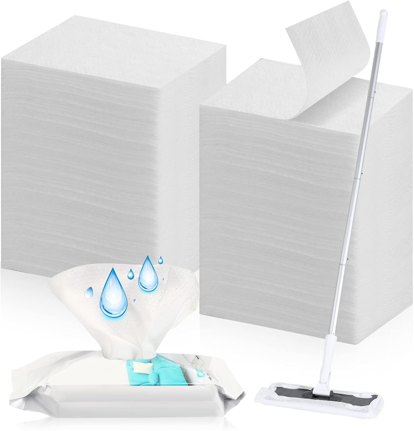 Wet Mop Pads Refills for Floor Cleaning Sweeper Wet Refills Disposable Moist Mopping Cloth Wipes for Wood Hardwood Tile(160 Pcs)