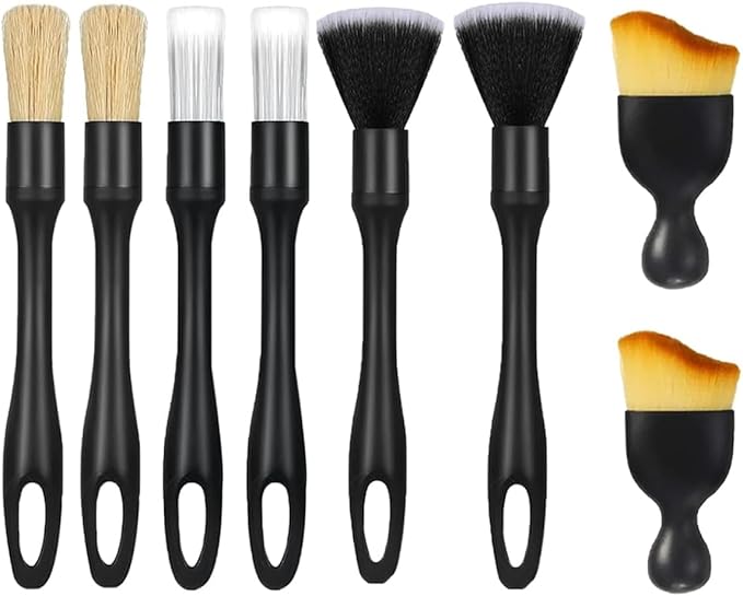 8PCS Car Detailing Brush Set，Soft Car Cleaning Brush，for Cleaning interiors Car Betailing Kit，Ventilation Opening、Console、Seat Seam