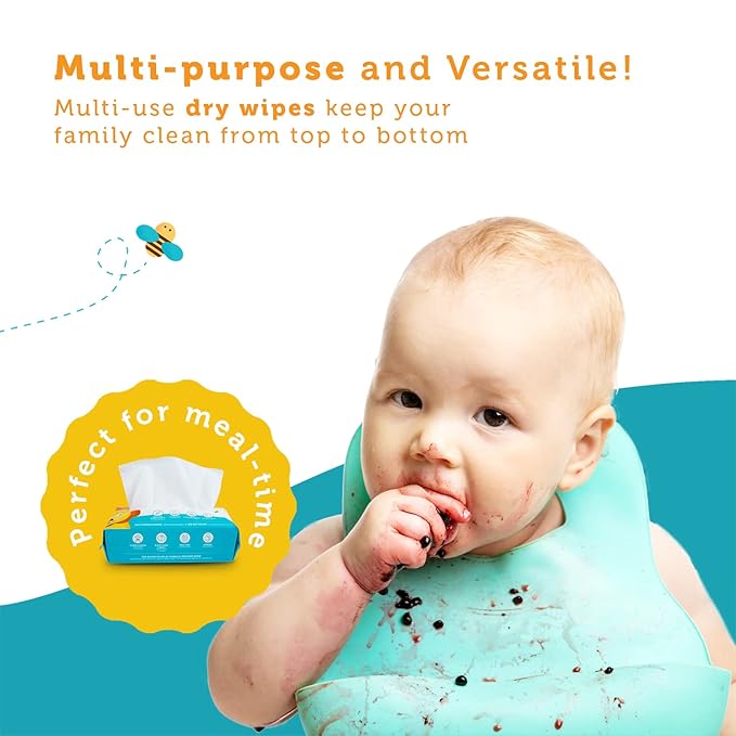 Whoopsie Wipes – The Original 100% Pure Cotton Dry Baby Wipes – Ultra Soft, Unscented, Chemical-Free Wipes for Sensitive Skin – Use Dry or Add Water for Wet Wipes – 2 Packs (200 Count).