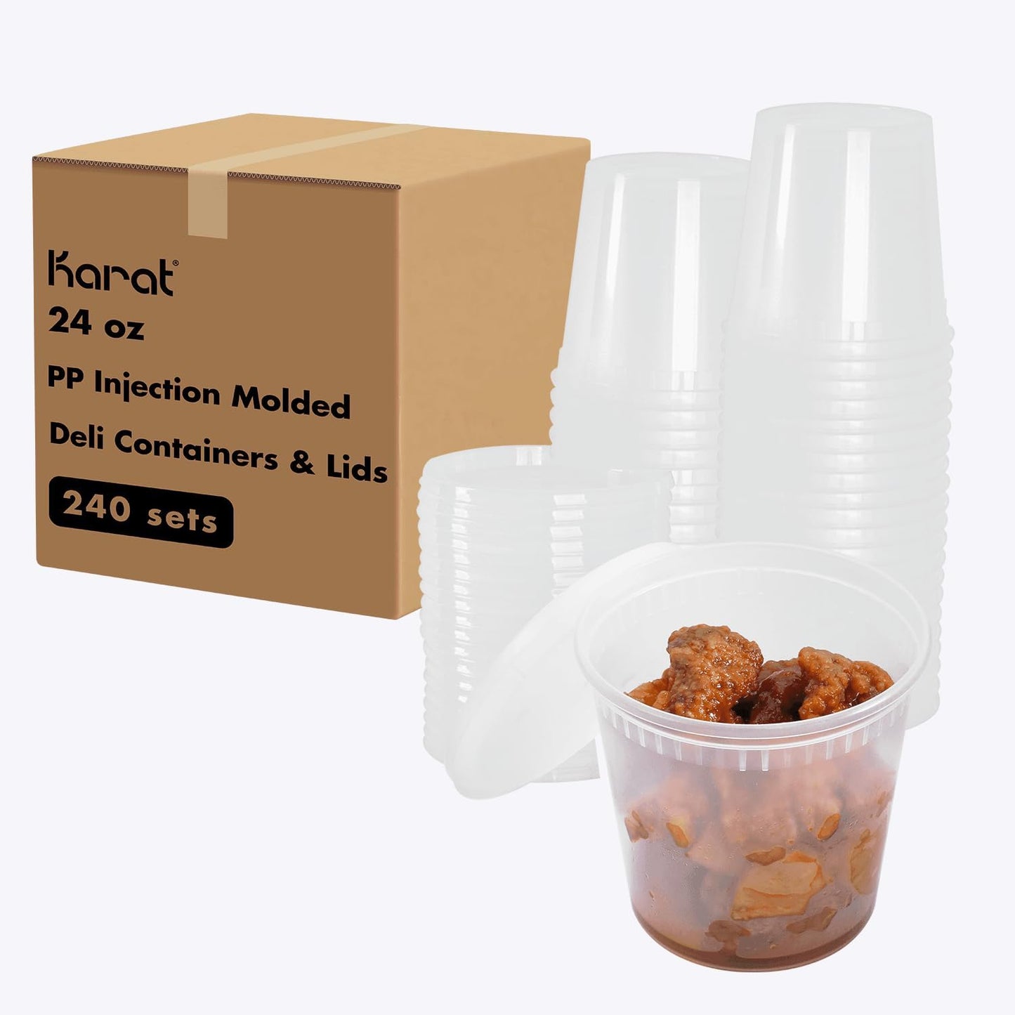 Karat [24oz - 240 ct] Clear PP Injection Molded Round Deli Containers with Lids (FP-IMDC24-PP