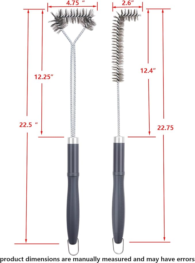 SUNRISE Fryer Brush with Long Handle (Stainless Steel with Plastic Handle, L and Single Brush)