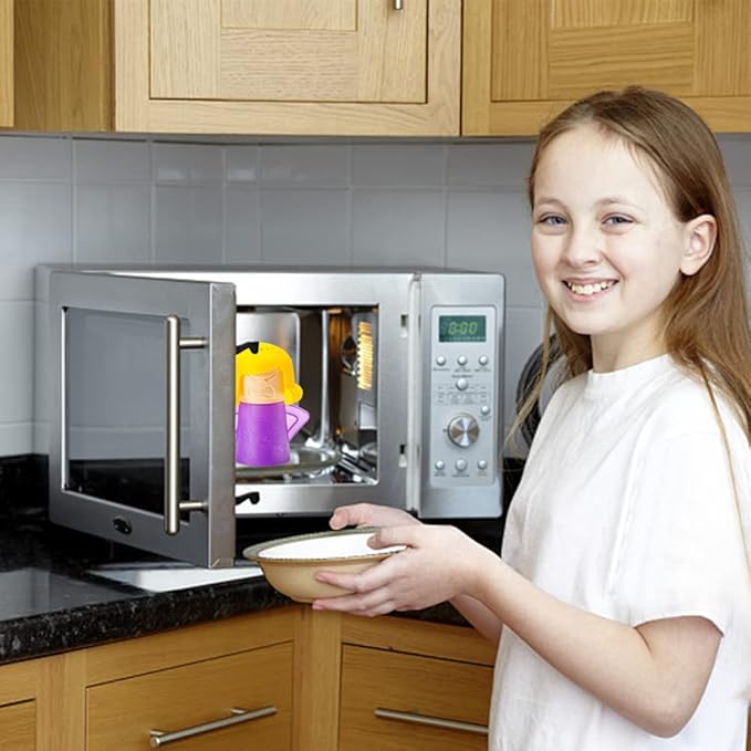 Abnaok Microwave Cleaner, 2 PCS Angry Mama Microwave Cleaner Microwave Oven Steam Cleaner Easily Clean in Minutes Cleans Add Vinegar and Water for Home or Office with English Manual (Purple)