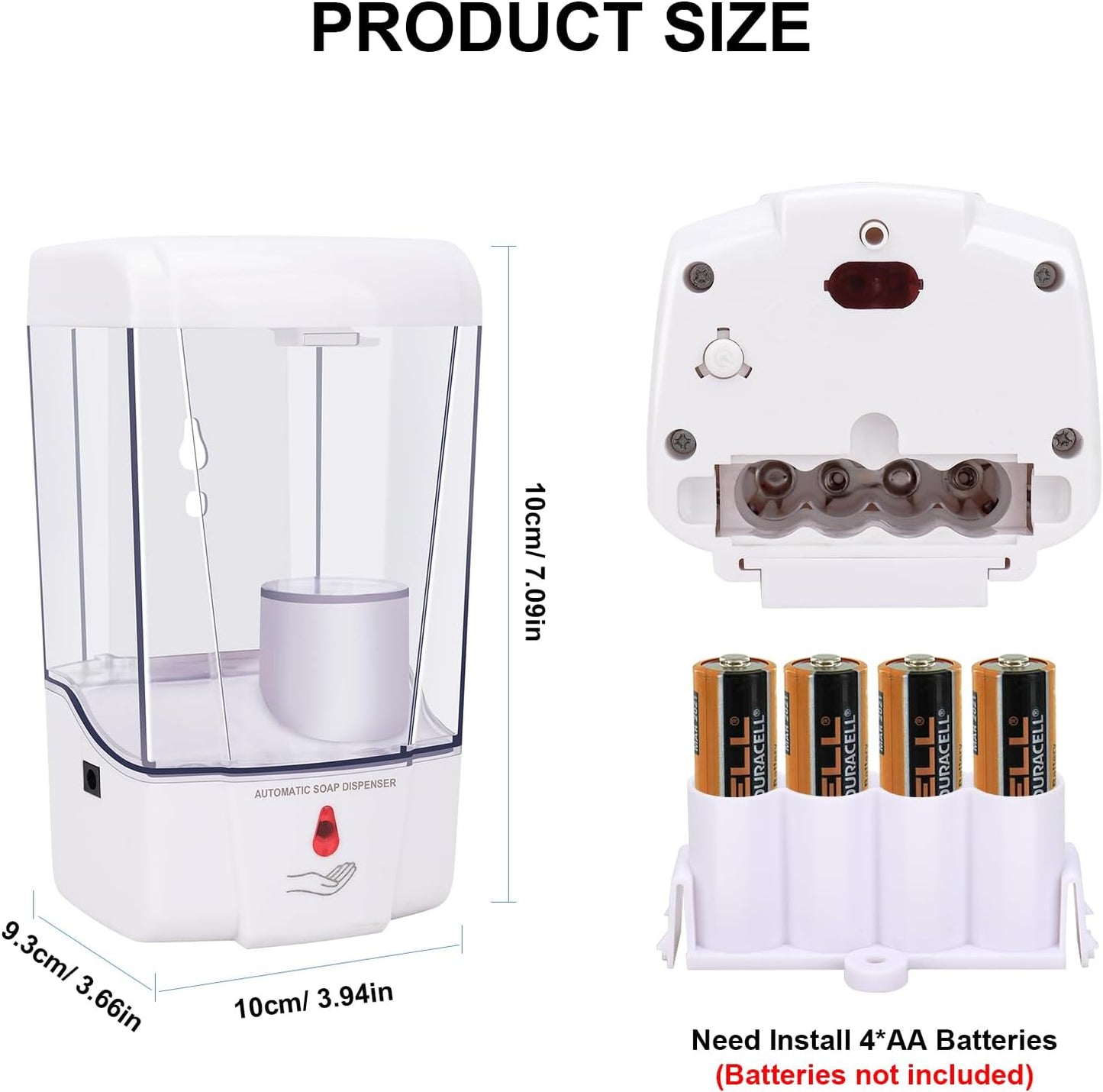 Automatic Soap Dispenser Wall Mounted: 700ml/23.7oz Commercial Hand Soap Dispenser Wall Mount, Touchless Electric Sensor Pump for Home Kitchen Bathroom Offices Hotel Commercial Restaurant