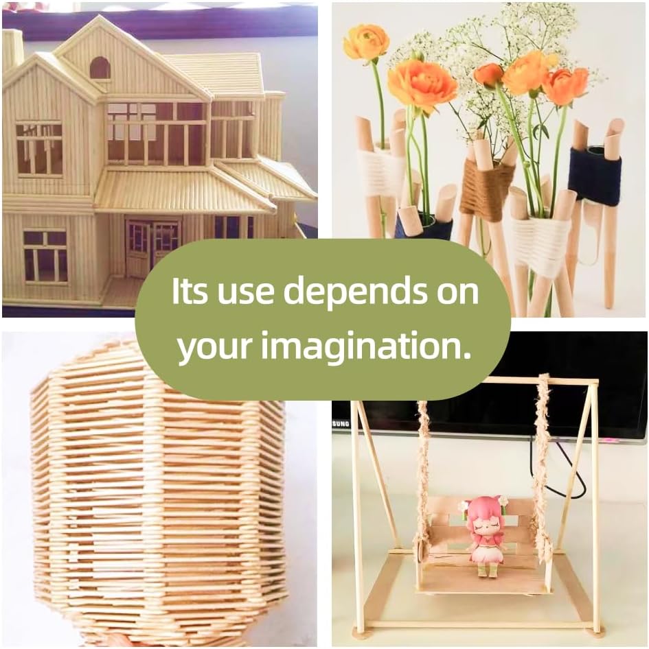 1/2 x 6 Inch 100 PCS Dowel Rods Wood Sticks Wooden Dowel Rods - Unfinished Bamboo Sticks - for Crafts and DIYers