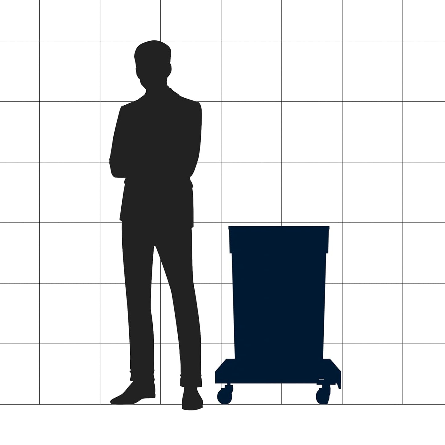 23 Gallon Blue Recycle Slim Jim Trash Can with Paper Slot and Dolly