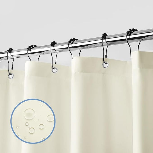 downluxe Waterproof Fabric Shower Curtain Liner, Soft Cloth Shower Liner with 3 Magnets, Machine Washable & Hotel Quality Bathroom Curtain, 70" W x 72" L, Ivory