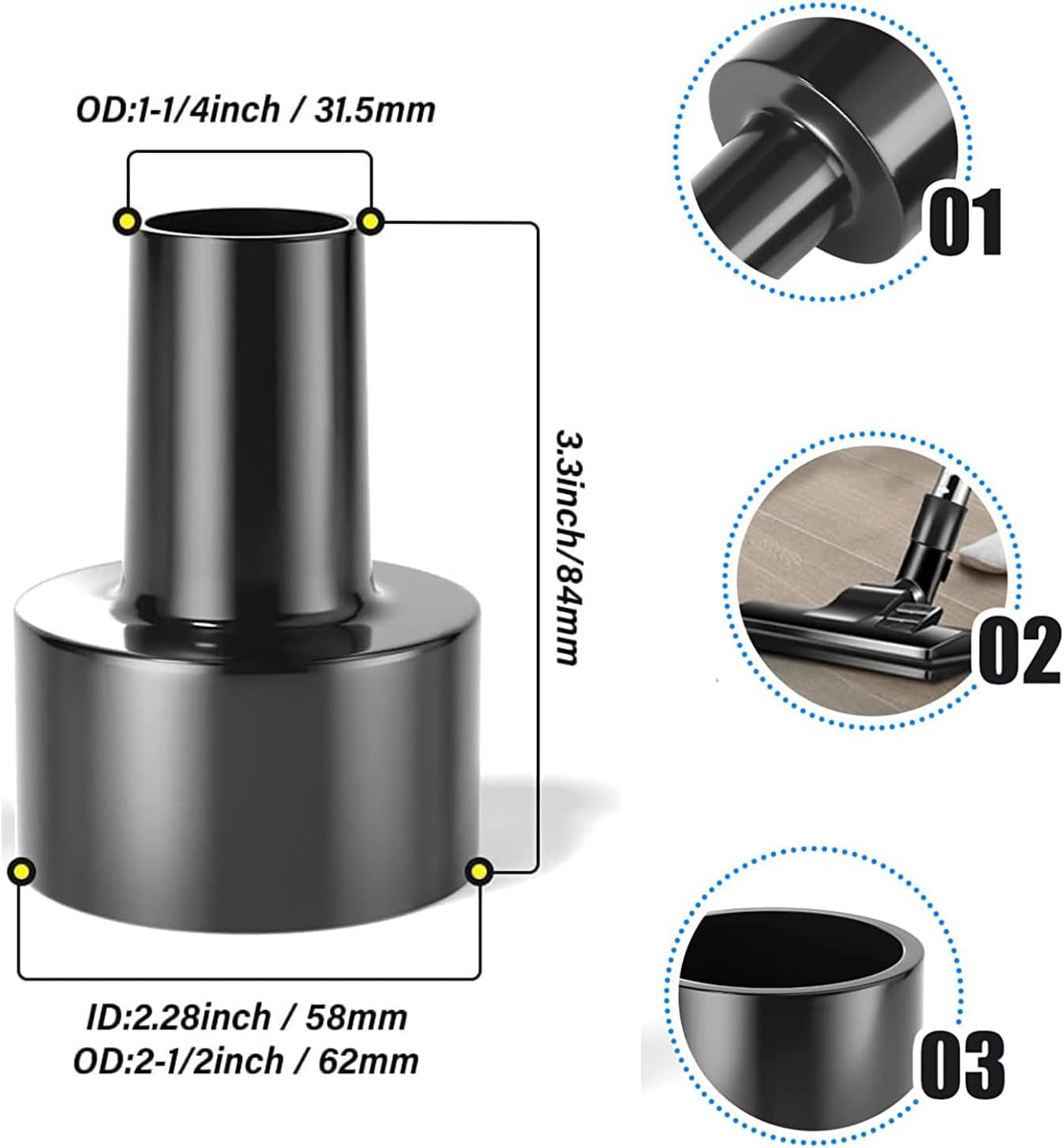 12 Pcs Universal Vacuum Attachments for Shop Vac Accessories, 1 1/4" to 2 1/2" Vacuum Cleaning Tools Kit, Dirt Remover for Home Air Vents Corner Pets Drawer Car Dusty Vacuum Brush Attachment