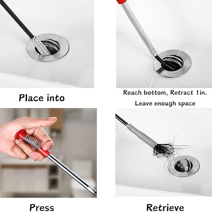 Drain Snake Hair Drain Clog Remover, 33 InchFlexible Claw Grabber Tool，Shower Snake Sink Unclogger Tool