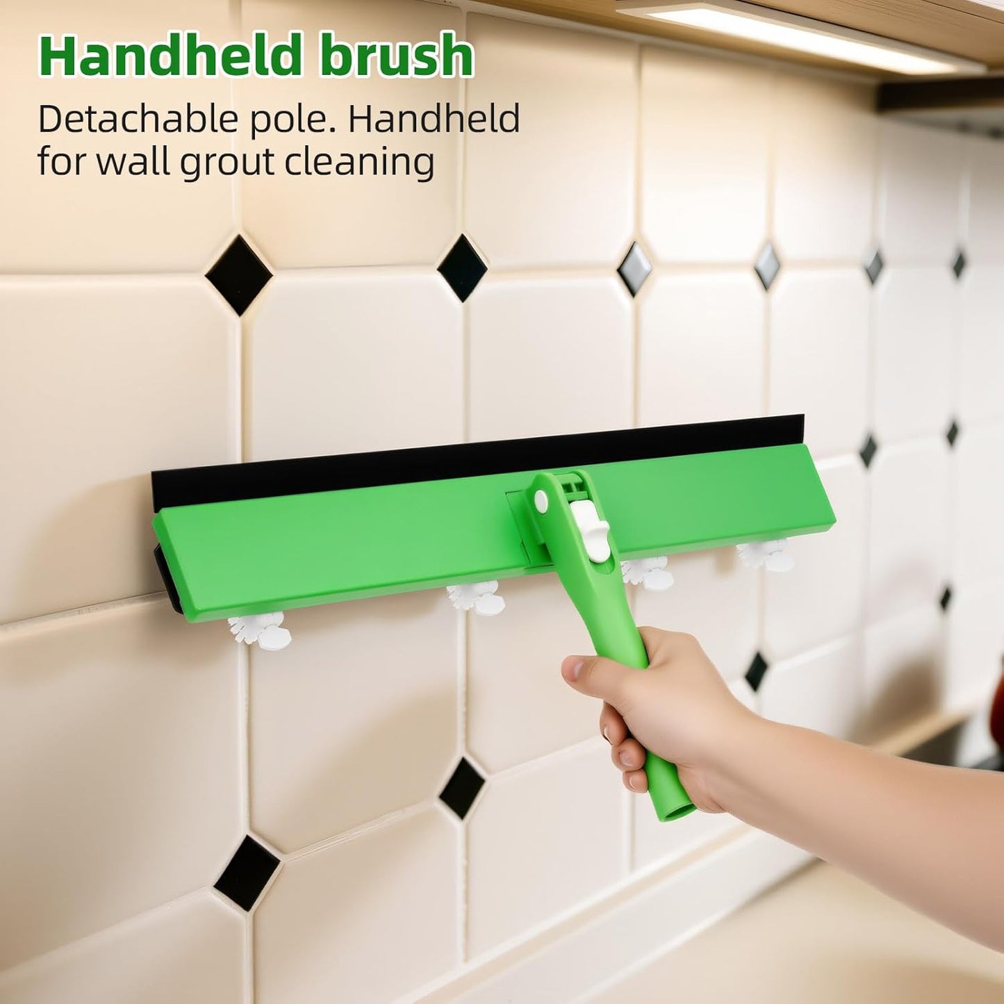 Grout Cleaner Brush with 66'' Long Handle Stiff Bristle Multi-Line Cleaner Adjustable Heads Grout Scrub Crevice Cleaning Brush for Tile Floor, Shower, Bathroom, Kitchen, Wall