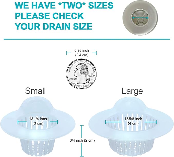 25 Pack, Hair Catcher for Bathroom Sink or Bathtub, White, Large