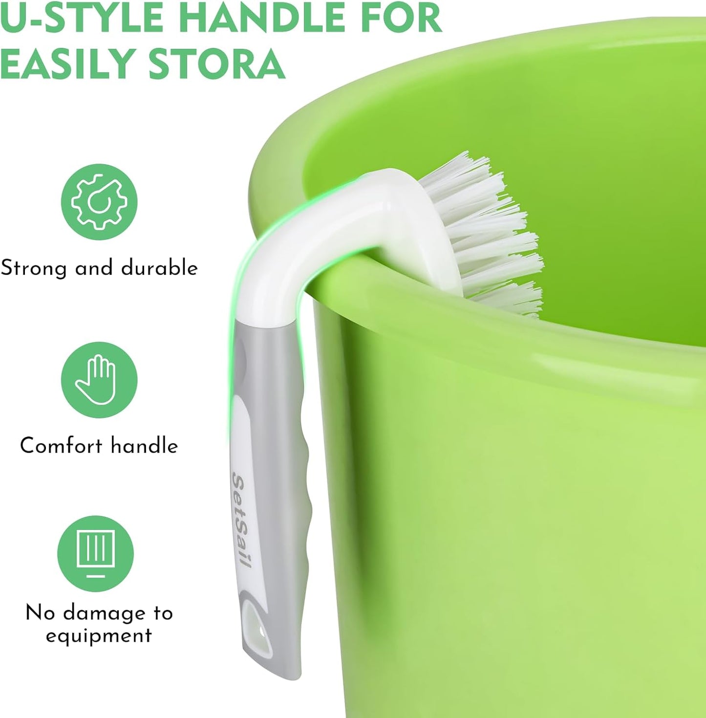 SetSail Scrub Brush, Heavy-Duty Scrub Brushes for Cleaning with Stiff Bristles Cleaning Brush for Shower, Bathroom, Carpet, Kitchen and Bathtub Scrubber - 2 Pack