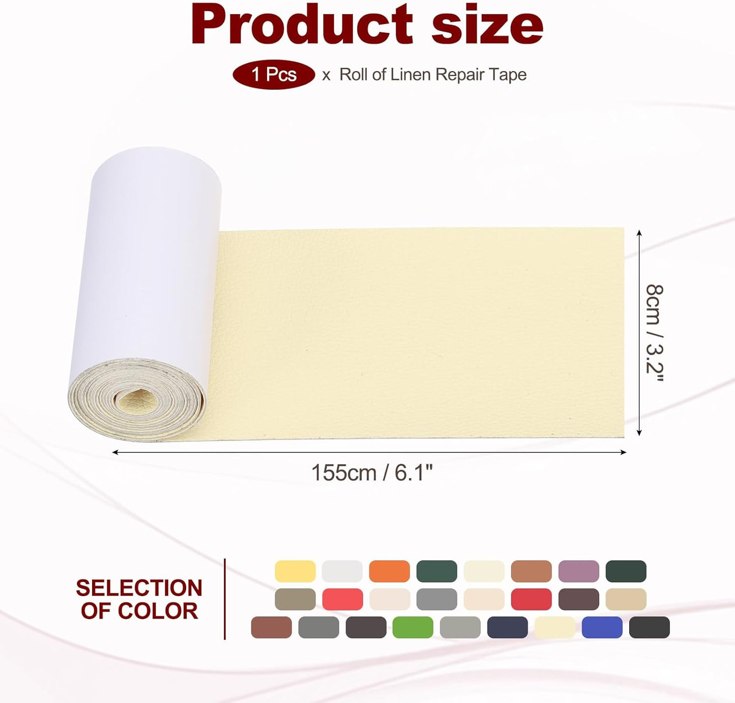PATIKIL Leather Patches Tape for Furniture, 3.2 x 61 Inch Self Adhesive Vinyl Leather Repair Kit Cover Sheet for Couch, Sofa, Car Seats, Office Chair, Rice Yellow