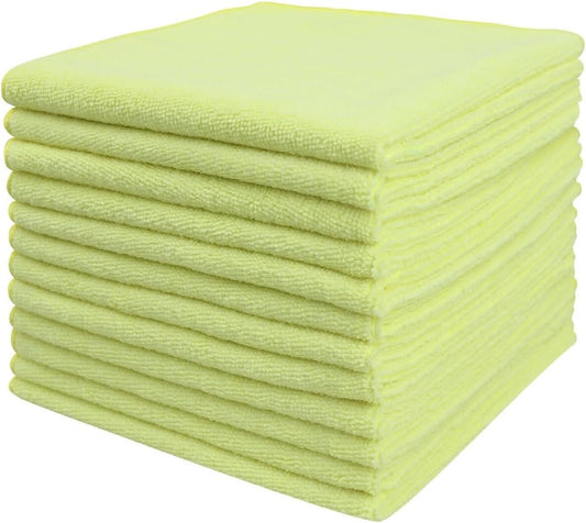 Tricol Clean Microfiber Cleaning Cloth, 16in*16in, 12 Pack Ultra-Thick Cleaning Rags, Super Absorbent, Lint Free & Streak Free Cleaning Towels for Car, House, Kitchen, Office