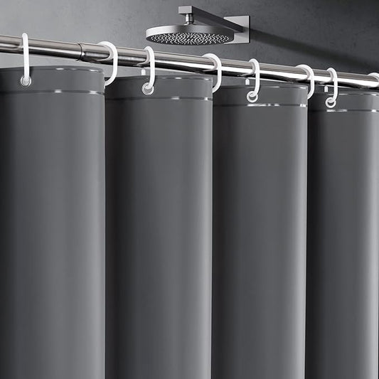 UFRIDAY Dark Grey Extra Long Shower Curtain Liner Premium PEVA 72 x84 inch,Heavy Duty Shower Curtain with 3 Weighted Magnets, Plastic Waterproof Grey Shower Curtains for Bathroom with 12 Hooks