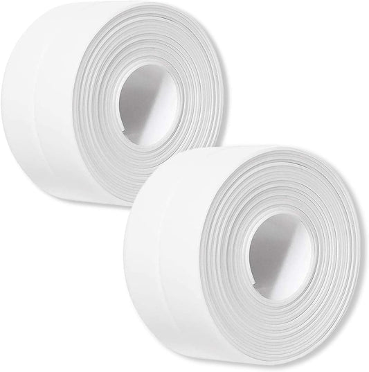 2 Pack Caulk Strip, 1.5" x 10.5Ft PVC Self Adhesive Caulk Tape, Sealing Waterproof Silicone Tape for Bathroom Bathtub Kitchen Toilet Wall Windows