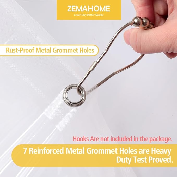 Narrow Size Clear Plastic Shower Curtain Liner, 42x72 Inch Thin Lightweight Transparent Plastic Bathroom Shower Showroom Inner Curtain with Rustproof Metal Grommet Holes and Weighted Magnets