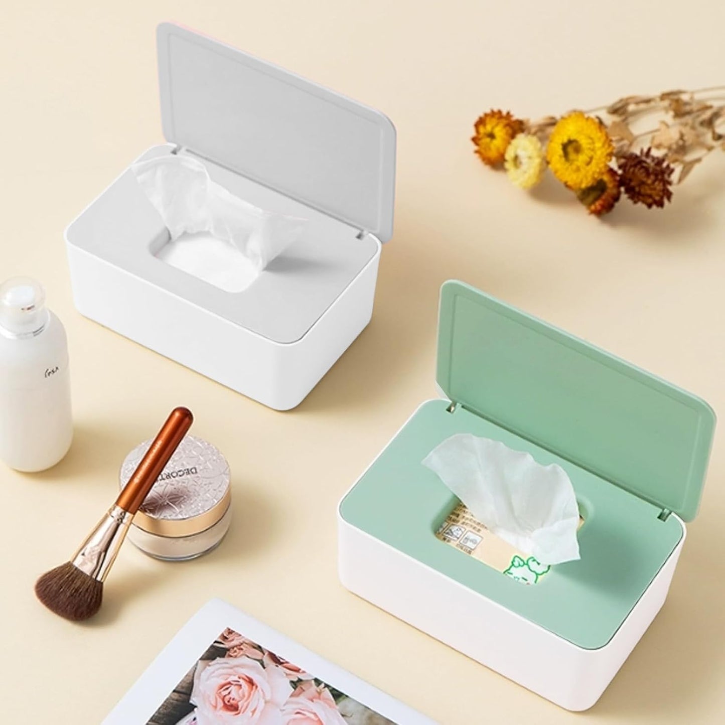 1 Pcs Diaper Wipes Dispenser, Refillable Wipe Container, Wipe Container with Sealing Design Lid, Keep Wipes Fresh,Wet Wipes Cases (Gray)