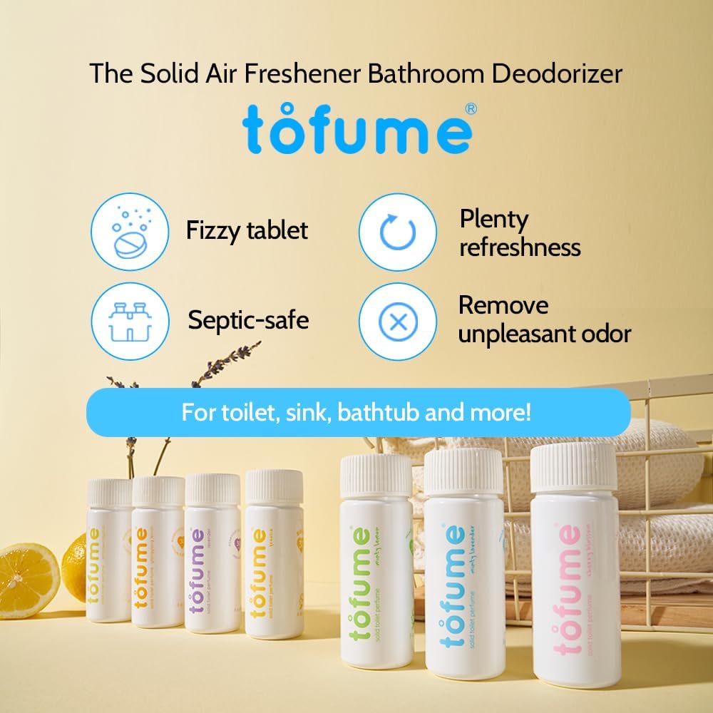 Effervescent Bathroom Air Freshener - Floral Lavender - Toilet Deodorizer, Bathroom Odor Eliminator, Flushable Air Freshener Toilet Tablets, 2 Pack (60 Tablets)